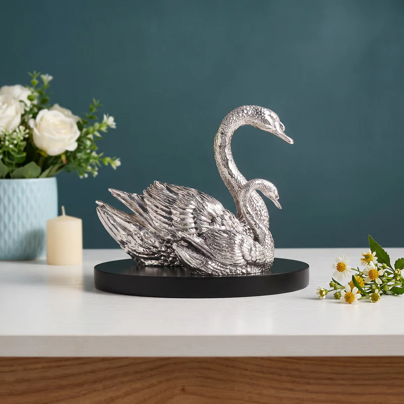 999 Silver Plated Twin Swan Figurine
