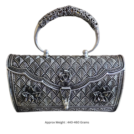 handcarved pure/clutch with rose flowers