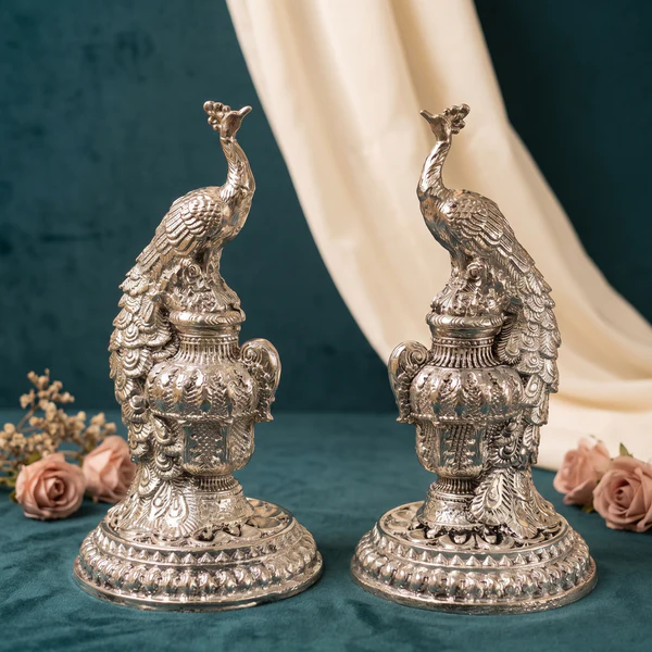 Silver Peacock Pair Silver Peacock Pair